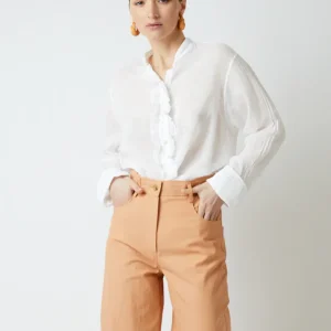 CHEMISE EN VOILE DE COTON ET SOIE BLANC