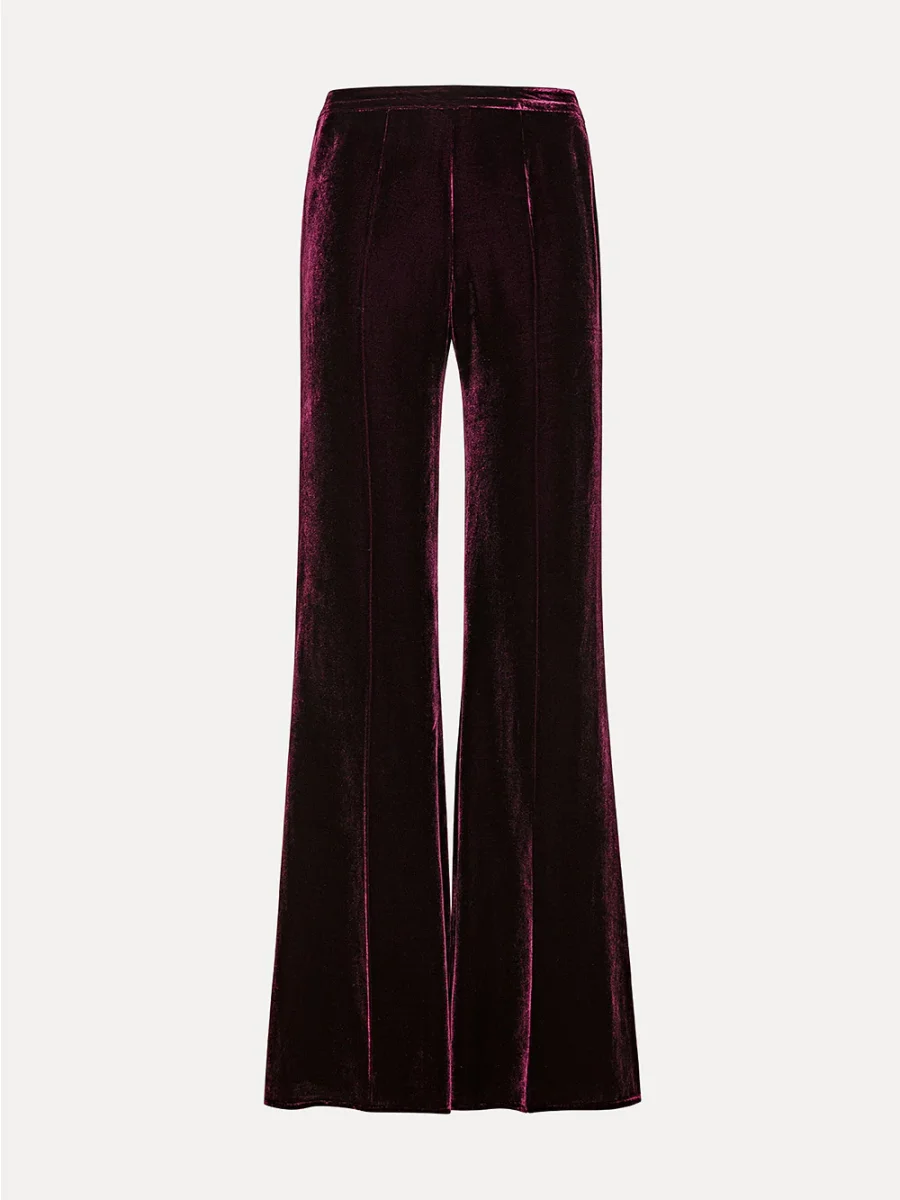 PANTALON FLARE VELOURS BORDEAUX – Image 2