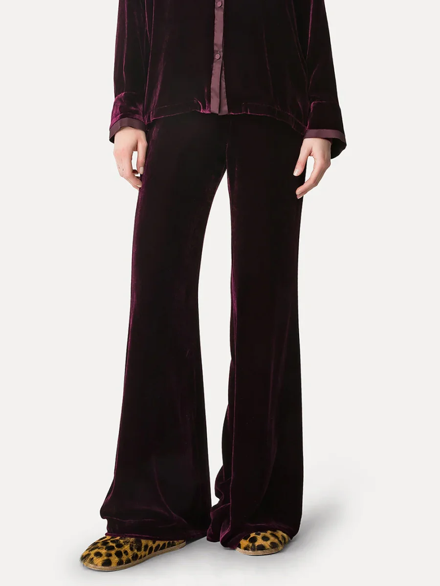 PANTALON FLARE VELOURS BORDEAUX – Image 4