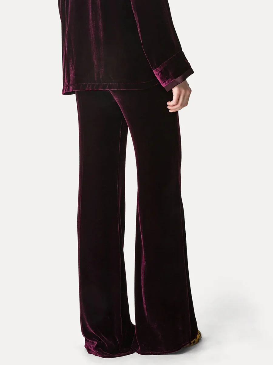 PANTALON FLARE VELOURS BORDEAUX – Image 5