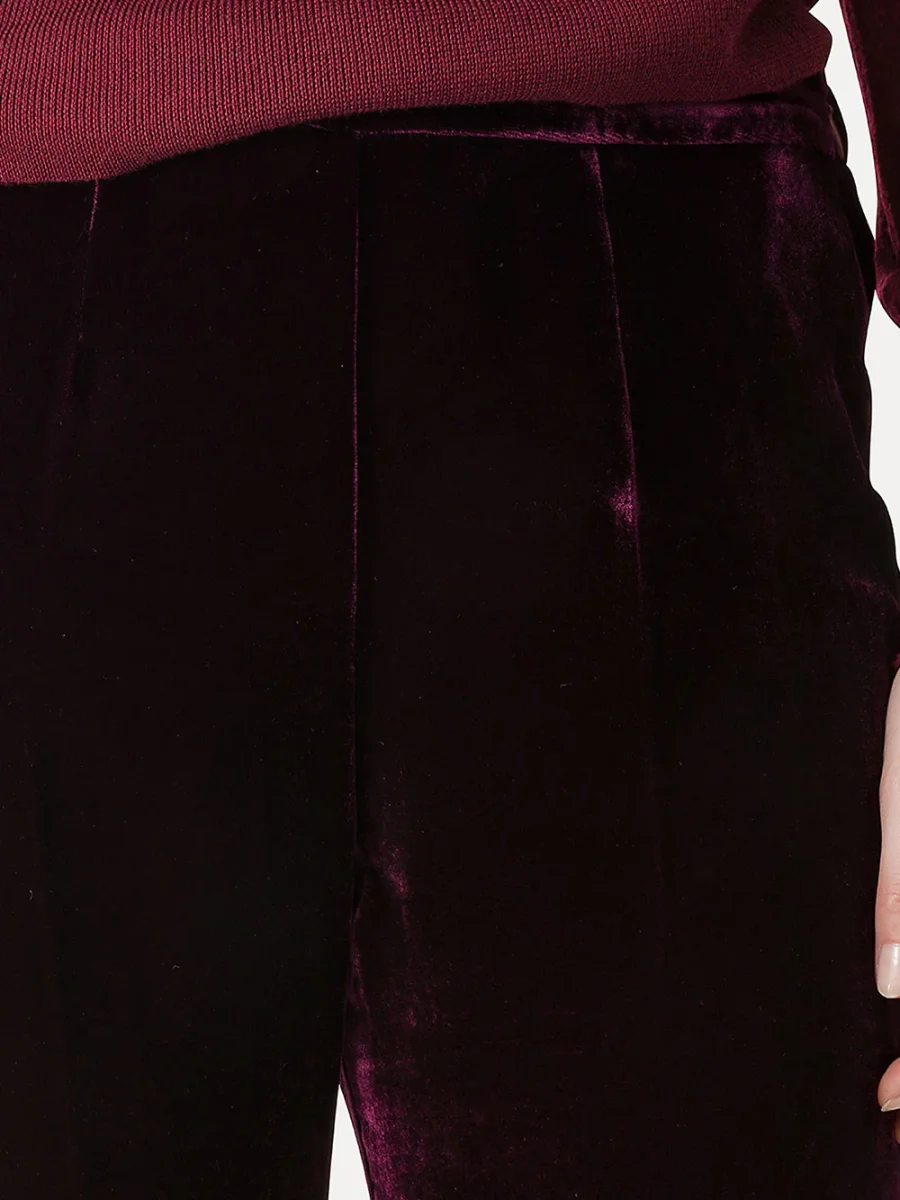PANTALON FLARE VELOURS BORDEAUX – Image 6