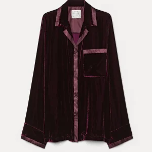 CHEMISE PYJAMA VELOURS BORDEAUX