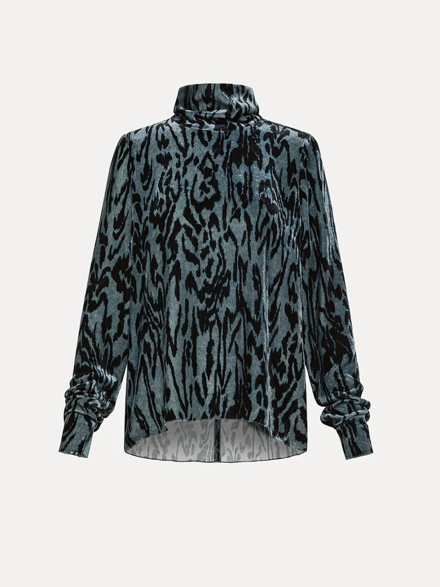 COL ROULÉ VELOURS TIGRÉ STONE – Image 2