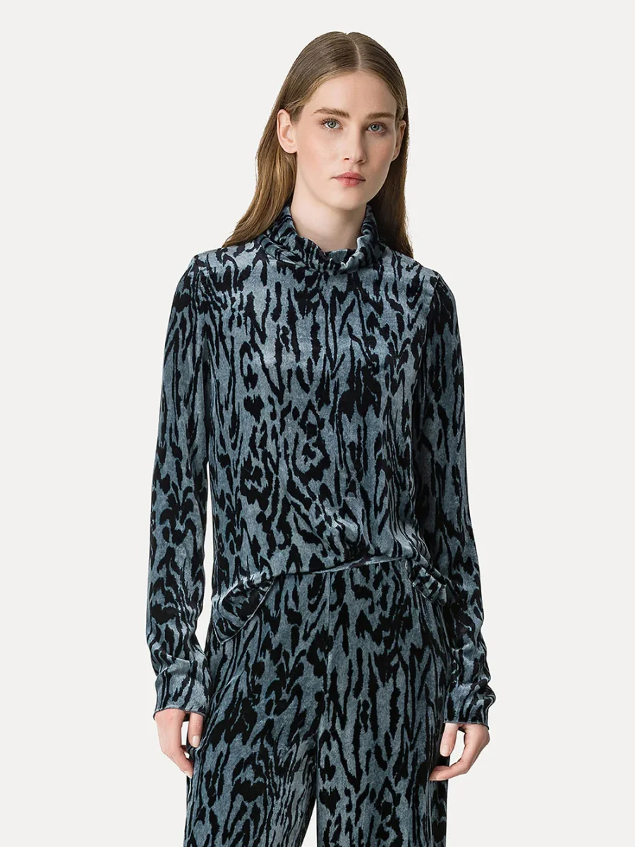 COL ROULÉ VELOURS TIGRÉ STONE – Image 3