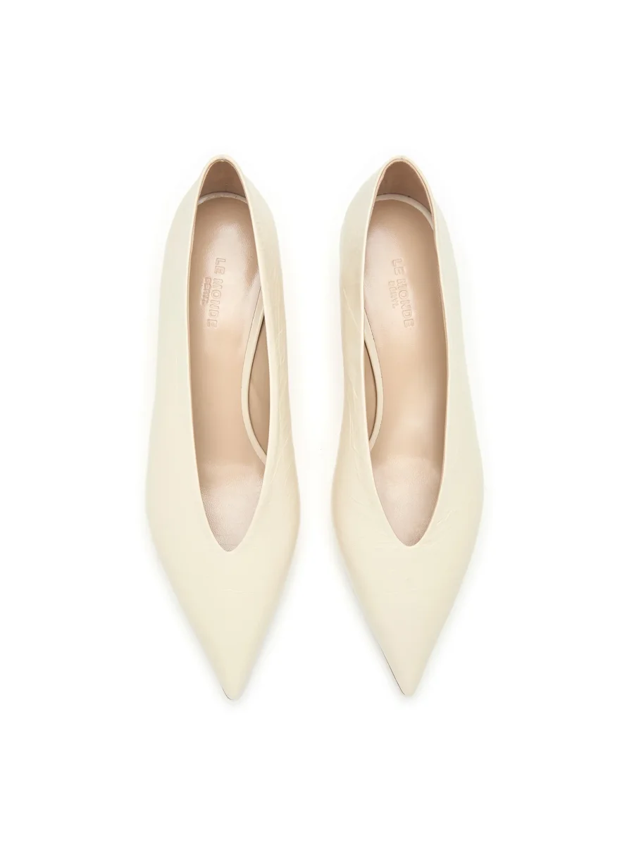 ESCARPINS BABOUCHE ECRU FROISSÉ – Image 4