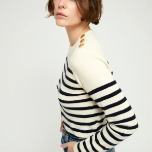 PULL THEO RAYÉ ECRU & NAVY