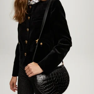 SAC KATE SADDLE BLACK CROCO