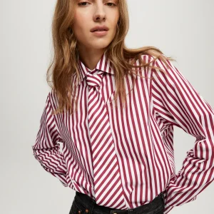 CHEMISE WORK RAYURES BORDEAUX
