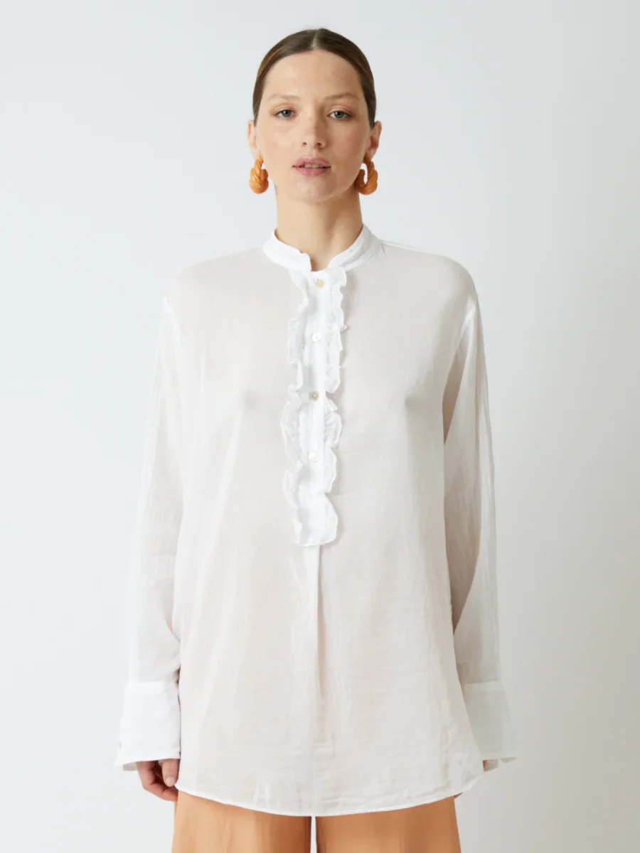 CHEMISE EN VOILE DE COTON ET SOIE BLANC – Image 4