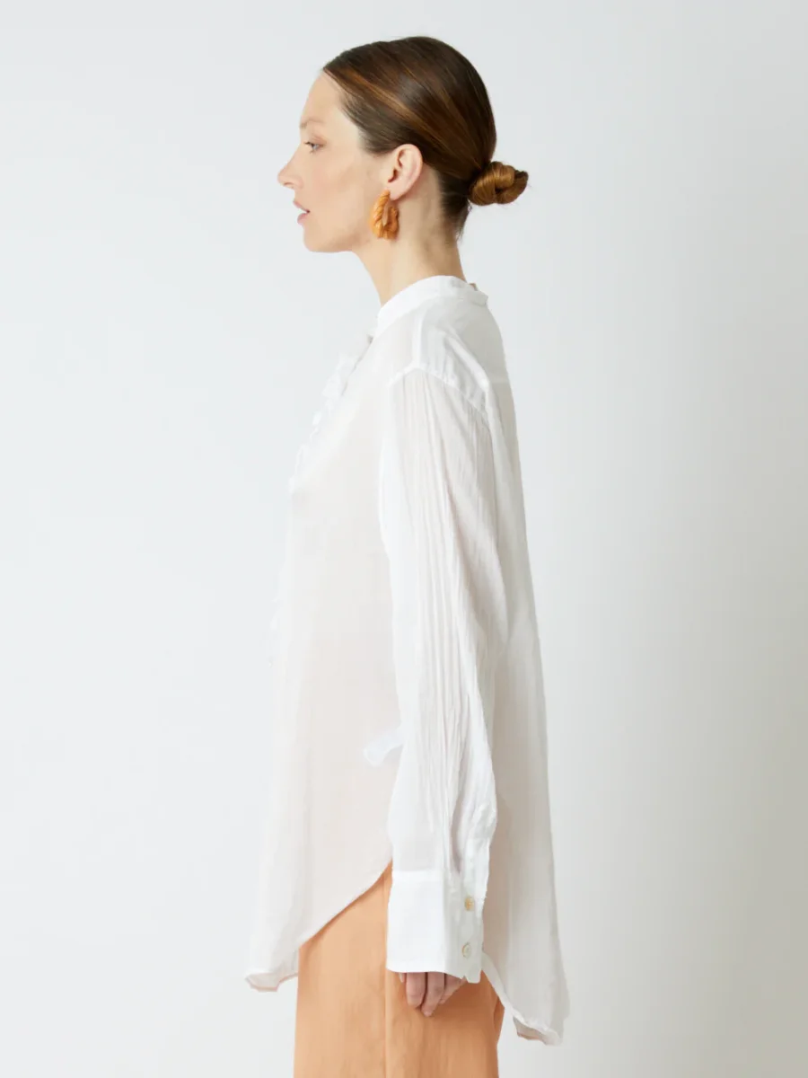 CHEMISE EN VOILE DE COTON ET SOIE BLANC – Image 6