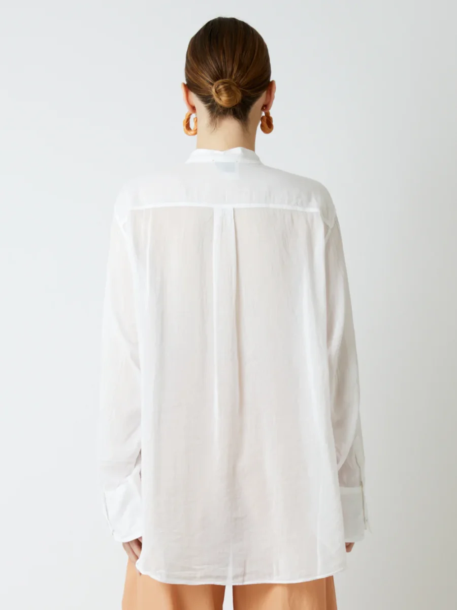 CHEMISE EN VOILE DE COTON ET SOIE BLANC – Image 7