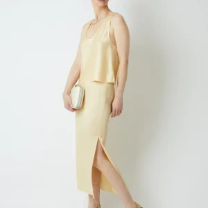 JUPE SATIN DE VISCOSE CRÉPON MIEL