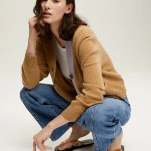 CARDIGAN LOU CONTRAST CAMEL & PARME