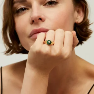 BAGUE GELATO MALACHITE ET DIAMANT