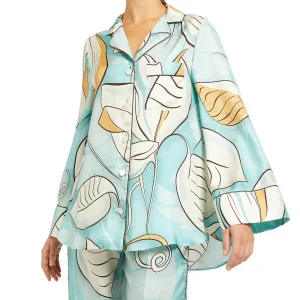 CHEMISE PYJAMA EMERA FEUILLE BLEU