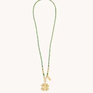 VIRGINIE BERMAN -COLLIER TRÈFLE CORDON VERT