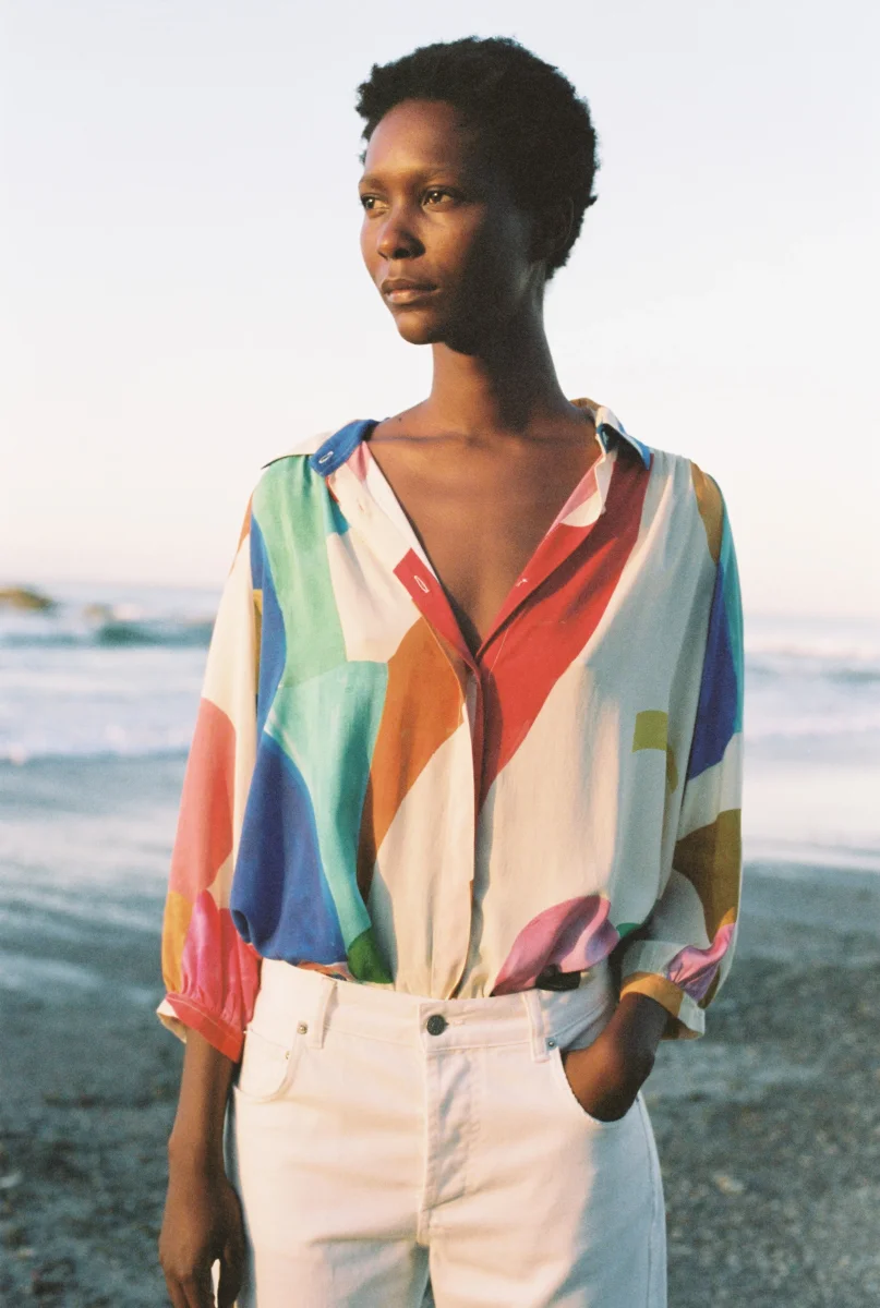 G.KERO - BLOUSE SPEECH POUR FEMME CREAMY ET MULTICOLORE – Image 3