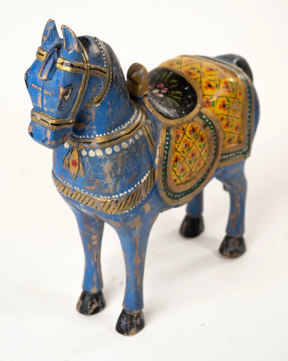 L'ÎLE BLEUE - CHEVAL BOIS PEINT MAINS 2 – Image 5