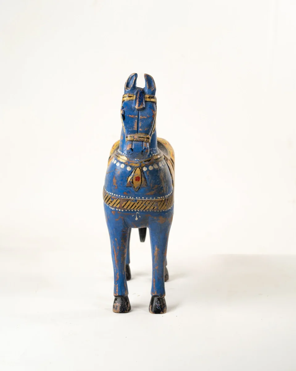 L'ÎLE BLEUE - CHEVAL BOIS PEINT MAINS 2 – Image 4