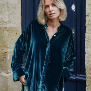 L'ÎLE BLEUE - Blouse Catherine Petrol Green