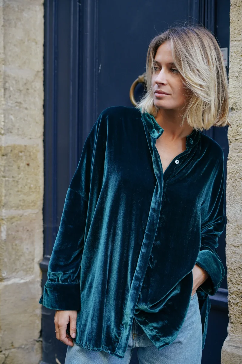 L'ÎLE BLEUE - Blouse Catherine Petrol Green – Image 5