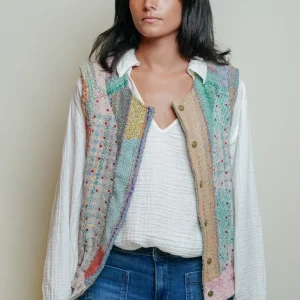 L'ÎLE BLEUE - Gilet Kantha - Sequins