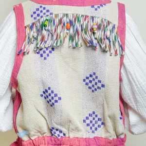 L'ÎLE BLEUE - Gilet Kantha - Franges