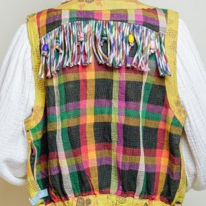 L'ÎLE BLEUE - Gilet Kantha - Franges