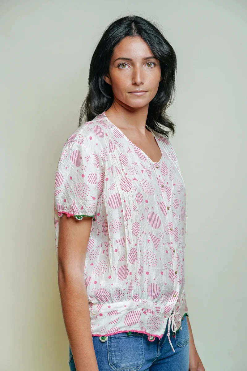 L'ÎLE BLEUE - Blouse Nino Pink/White – Image 4