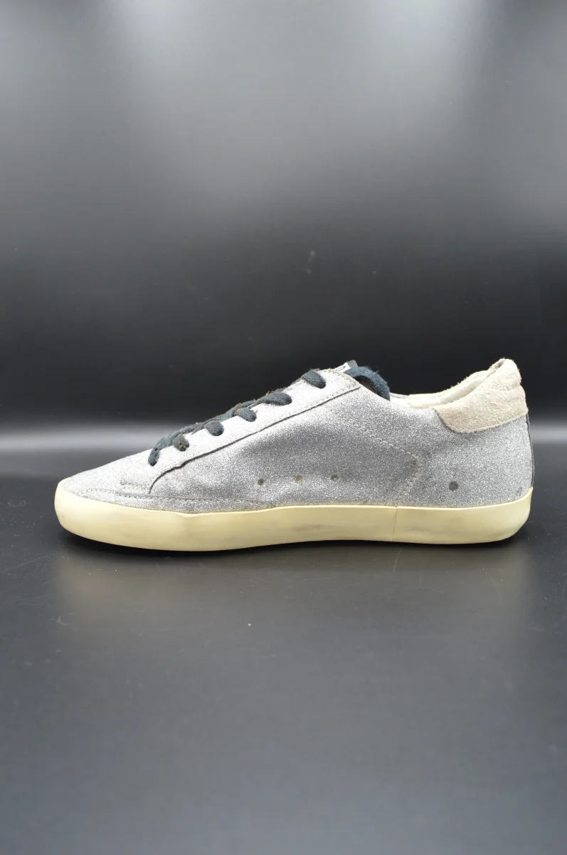 Golden Goose superstar paillettes argent/blanc/beige - T38 – Image 3