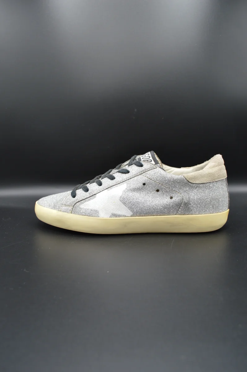 Golden Goose superstar paillettes argent/blanc/beige - T38 – Image 4