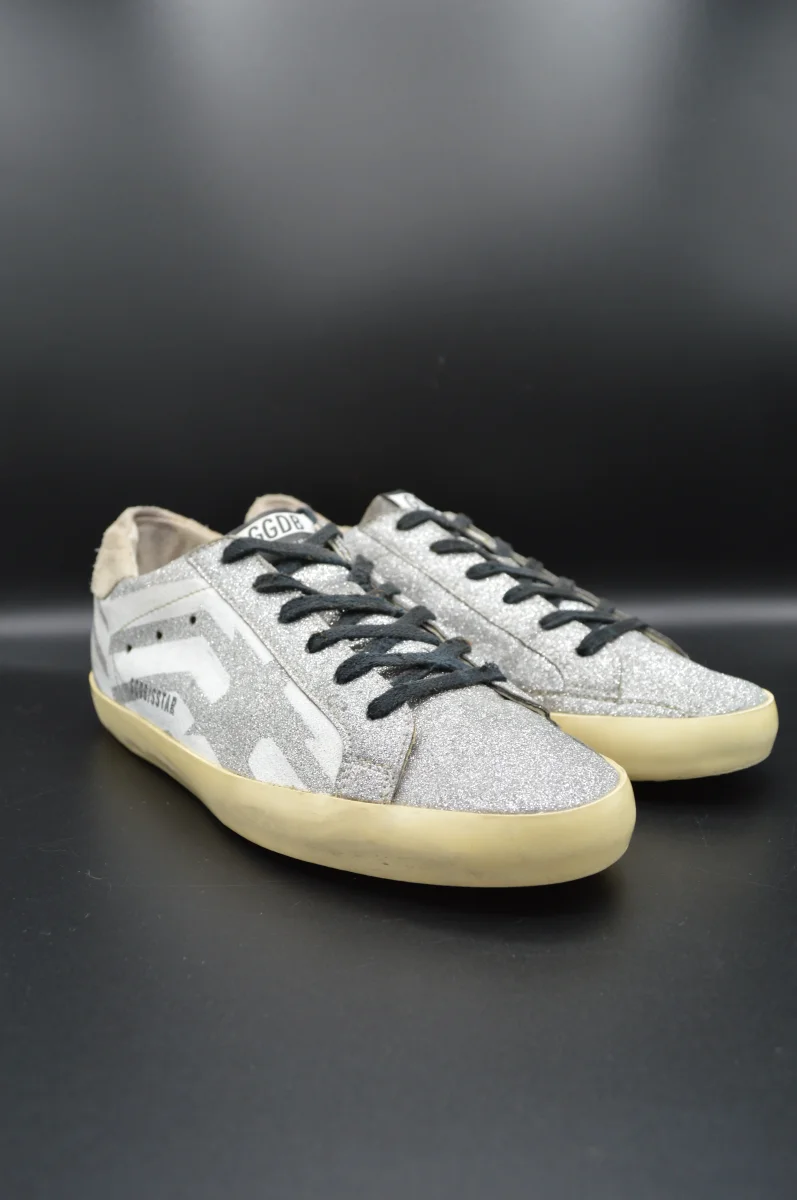 Golden Goose superstar paillettes argent/blanc/beige - T38 – Image 6