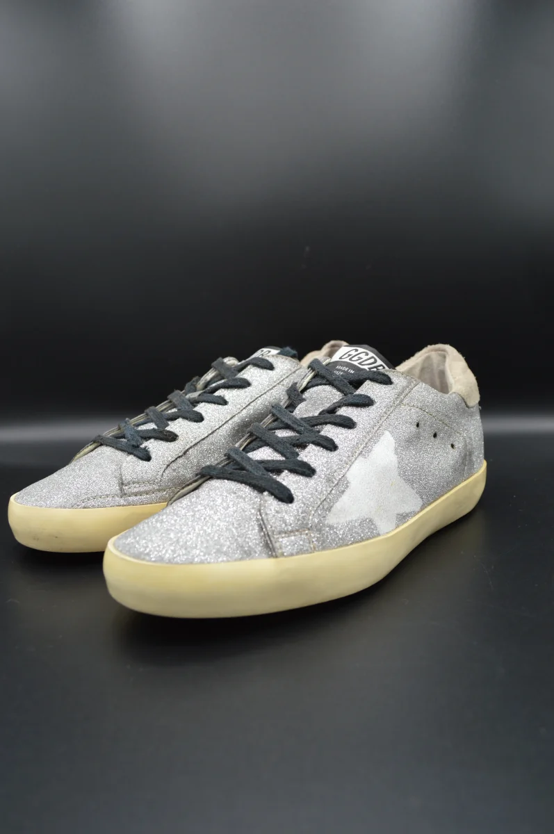 Golden Goose superstar paillettes argent/blanc/beige - T38 – Image 7