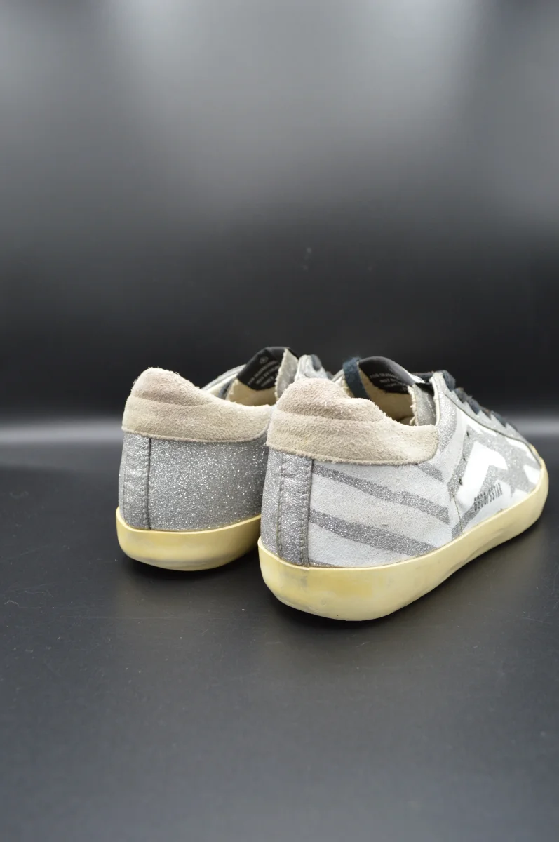 Golden Goose superstar paillettes argent/blanc/beige - T38 – Image 9