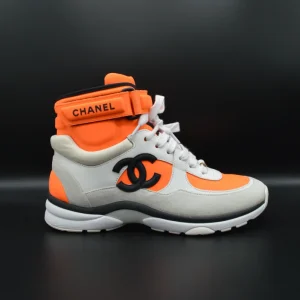Chanel sneakers montantes blanc/orange/noir - T37