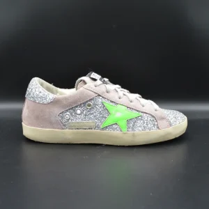 Golden Goose Superstar paillettes argent/vert/gris - T38