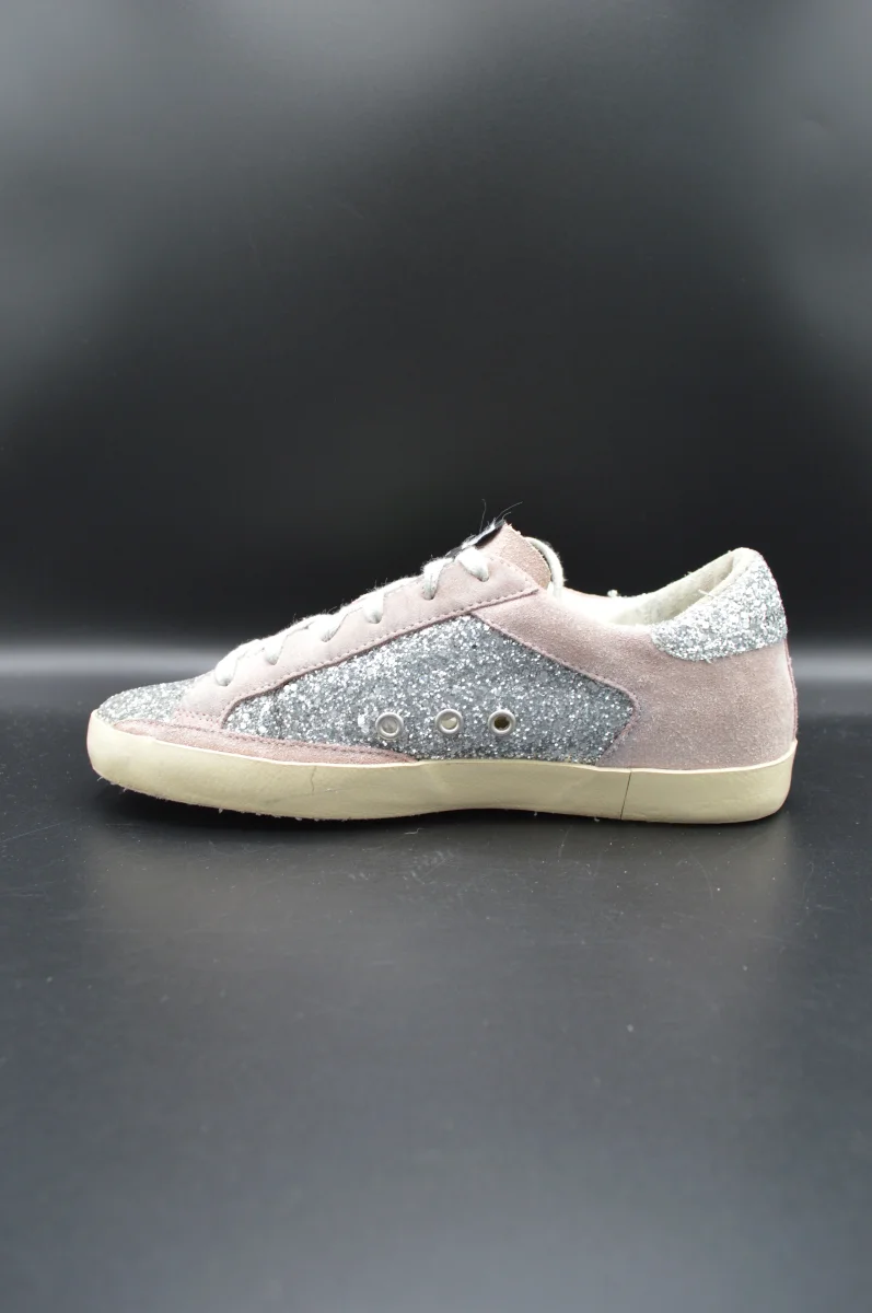Golden Goose Superstar paillettes argent/vert/gris - T38 – Image 3
