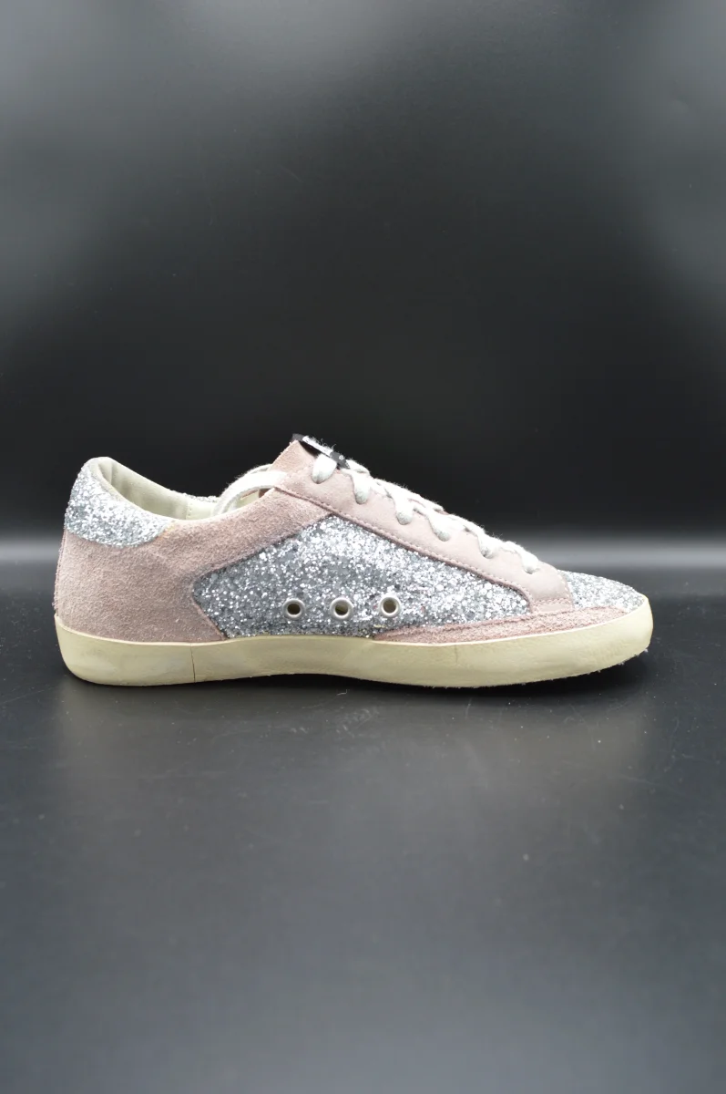 Golden Goose Superstar paillettes argent/vert/gris - T38 – Image 5