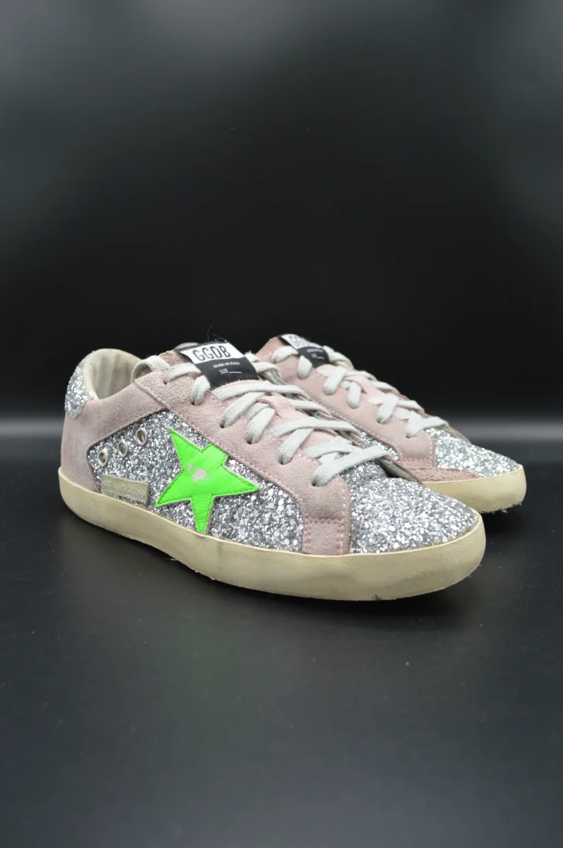 Golden Goose Superstar paillettes argent/vert/gris - T38 – Image 6