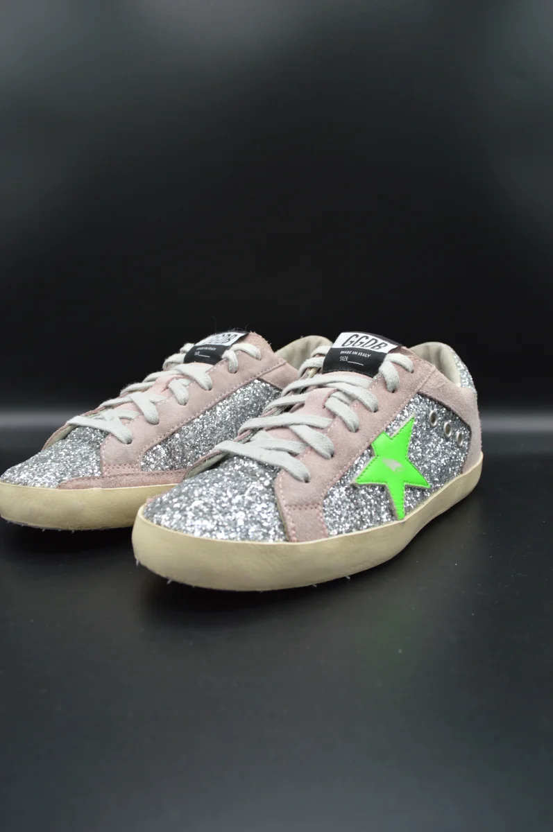 Golden Goose Superstar paillettes argent/vert/gris - T38 – Image 7
