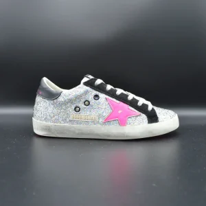 Golden Goose superstar paillettes argent/rose/noir - T36