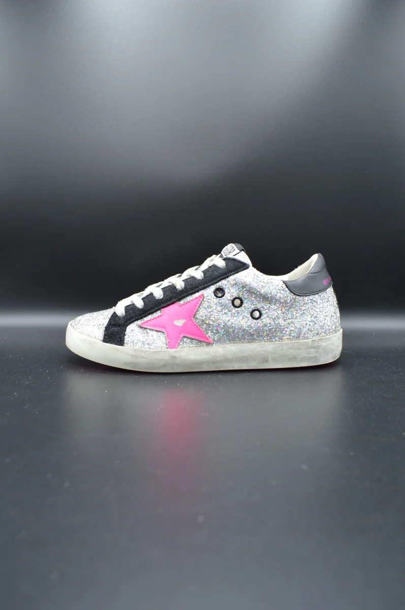 Golden Goose superstar paillettes argent/rose/noir - T36 – Image 4