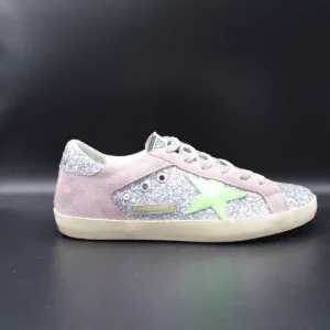 Golden Goose Superstar paillette argent/vert/gris - T39
