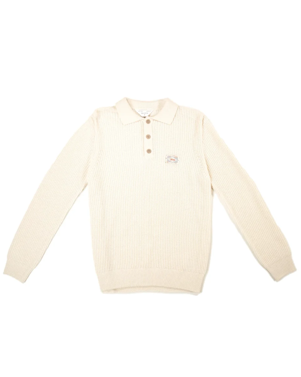 WOODEN - PULL COL POLO ECRU