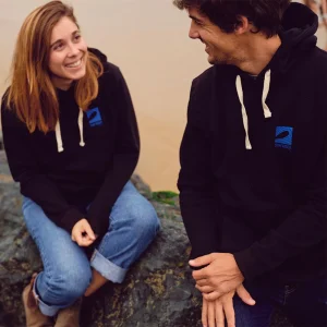 BLACK UNISEX HOODIE – BLUE SURFRIDER LOGO
