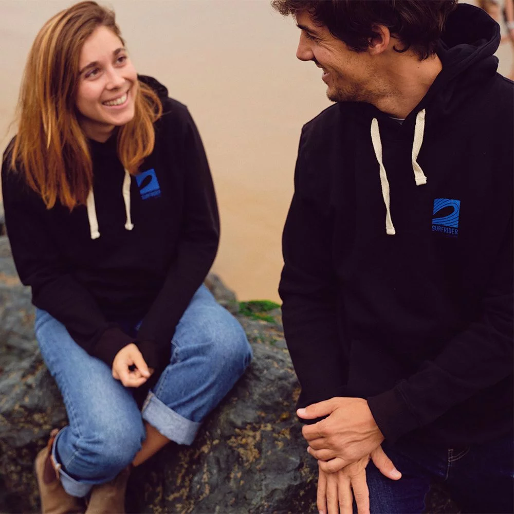 BLACK UNISEX HOODIE – BLUE SURFRIDER LOGO