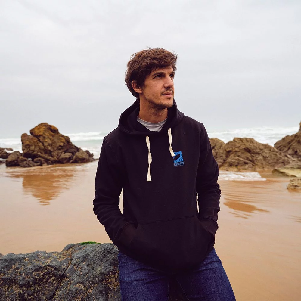 BLACK UNISEX HOODIE – BLUE SURFRIDER LOGO – Image 4