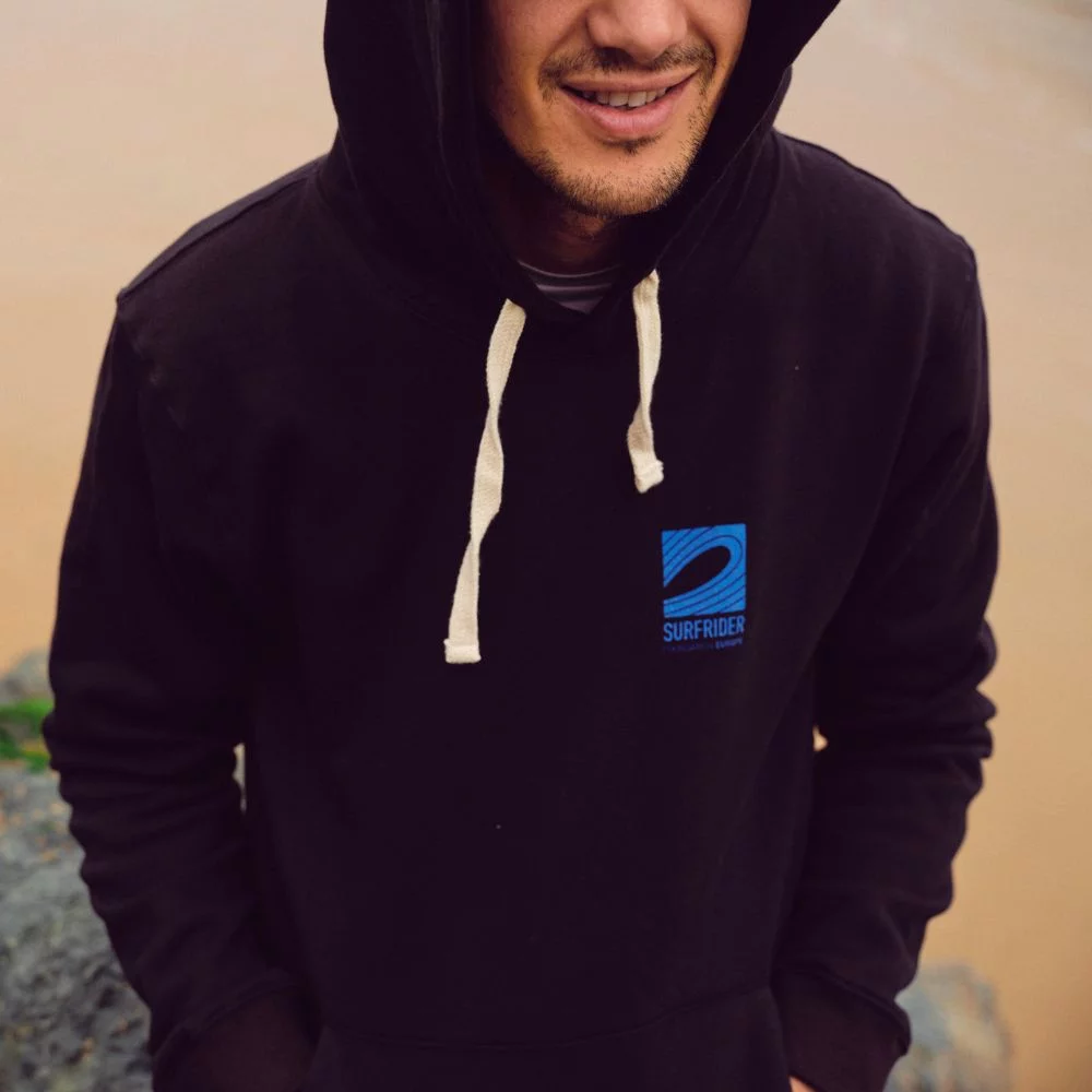 BLACK UNISEX HOODIE – BLUE SURFRIDER LOGO – Image 5