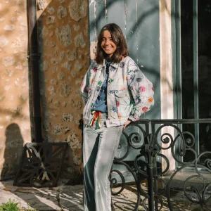 L'ÎLE BLEUE - Pantalon Sayani Embroidery Light Grey