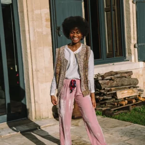 L'ÎLE BLEUE - Pantalon Sayani Embroidery Powder Pink